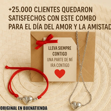 PULSERA+COLLAR DE CORAZON + 2 CAJAS DE REGALO