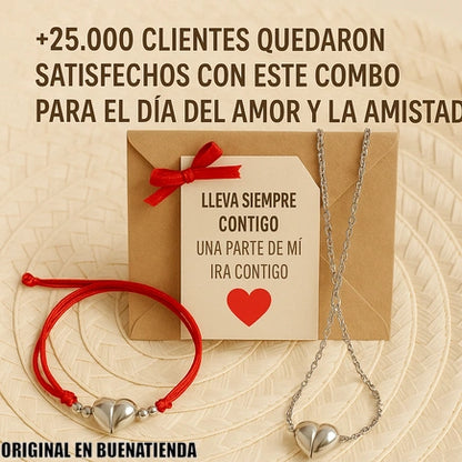 PULSERA+COLLAR DE CORAZON + 2 CAJAS DE REGALO