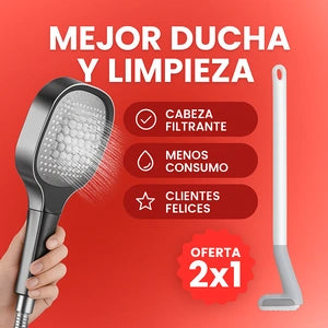 Combo DuoZen™:Ducha presurizada + Cepillo de golf 360°