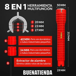 LLAVE MULTIFUNCIONAL PARA TUBERIAS + LLAVE 48 EN 1  UNIVERSAL GRATIS | No más apuros