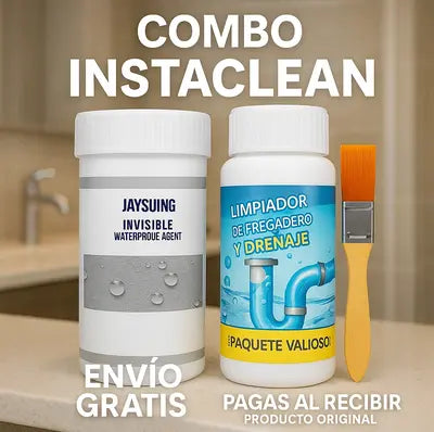 InstaClean®: Sellador anti filtraciones+Líquido destapa cañerias+Brocha GRATIS