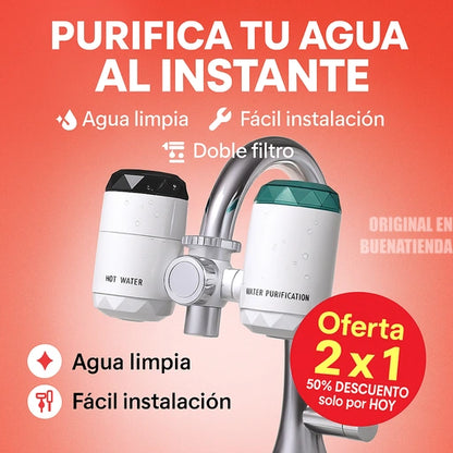 Agua pura al instante en tu grifo | Purificador 2x1