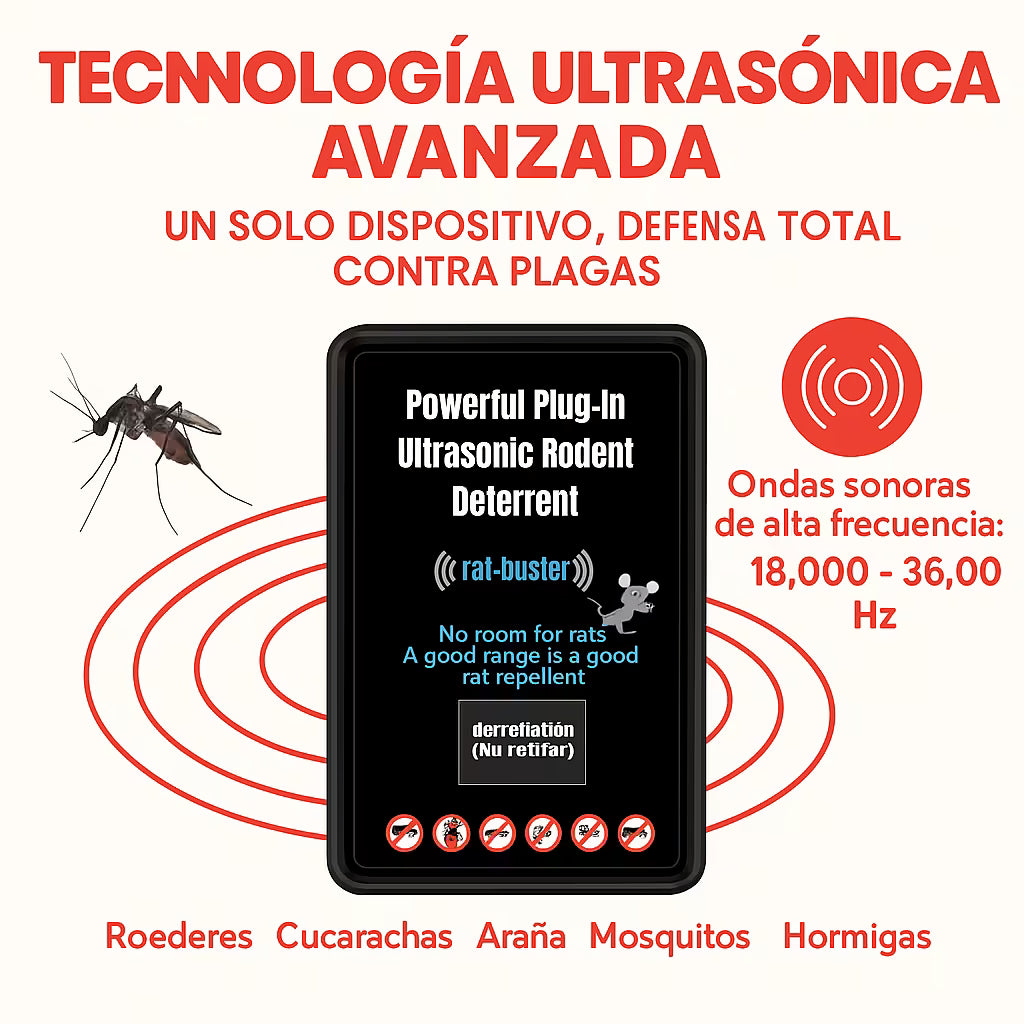 REPELENTE DE PLAGAS ULTRASONICO CON IA 2X1 PARA ELIMINAR MOLESTAS PLAGAS 🪳🐭