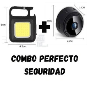 COMBO SEGURITECH: MINI CÁMARA HD+MINI LAMPARA PORTATIL