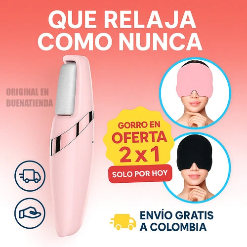 REMOVEDOR ELÉCTRICO DE CALLOS + GORRO ANTIESTRÉS 2X1 QUE RELAJA COMO NUNCA💆