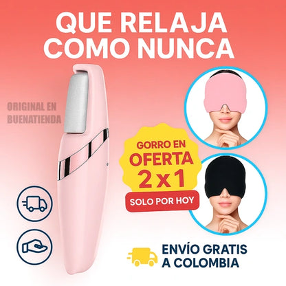 REMOVEDOR ELÉCTRICO DE CALLOS + GORRO ANTIESTRÉS 2X1 QUE RELAJA COMO NUNCA💆