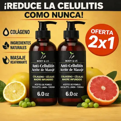 ACEITE ANTICELULITIS ULTRA POTENTE 2X1 QUE DEJA TU PIEL SIN NINGUN HUEQUITO🍑