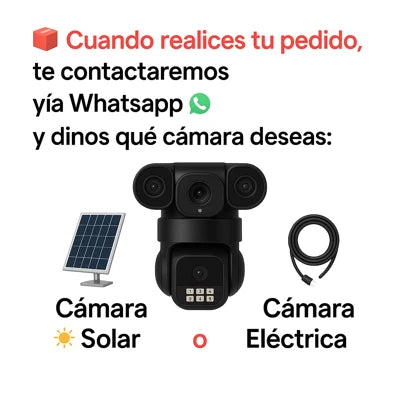 Cámara de Seguridad Inalámbrica con IA y 3 Lentes: Vigilancia Total 24/7 sin Puntos Ciegos🎥