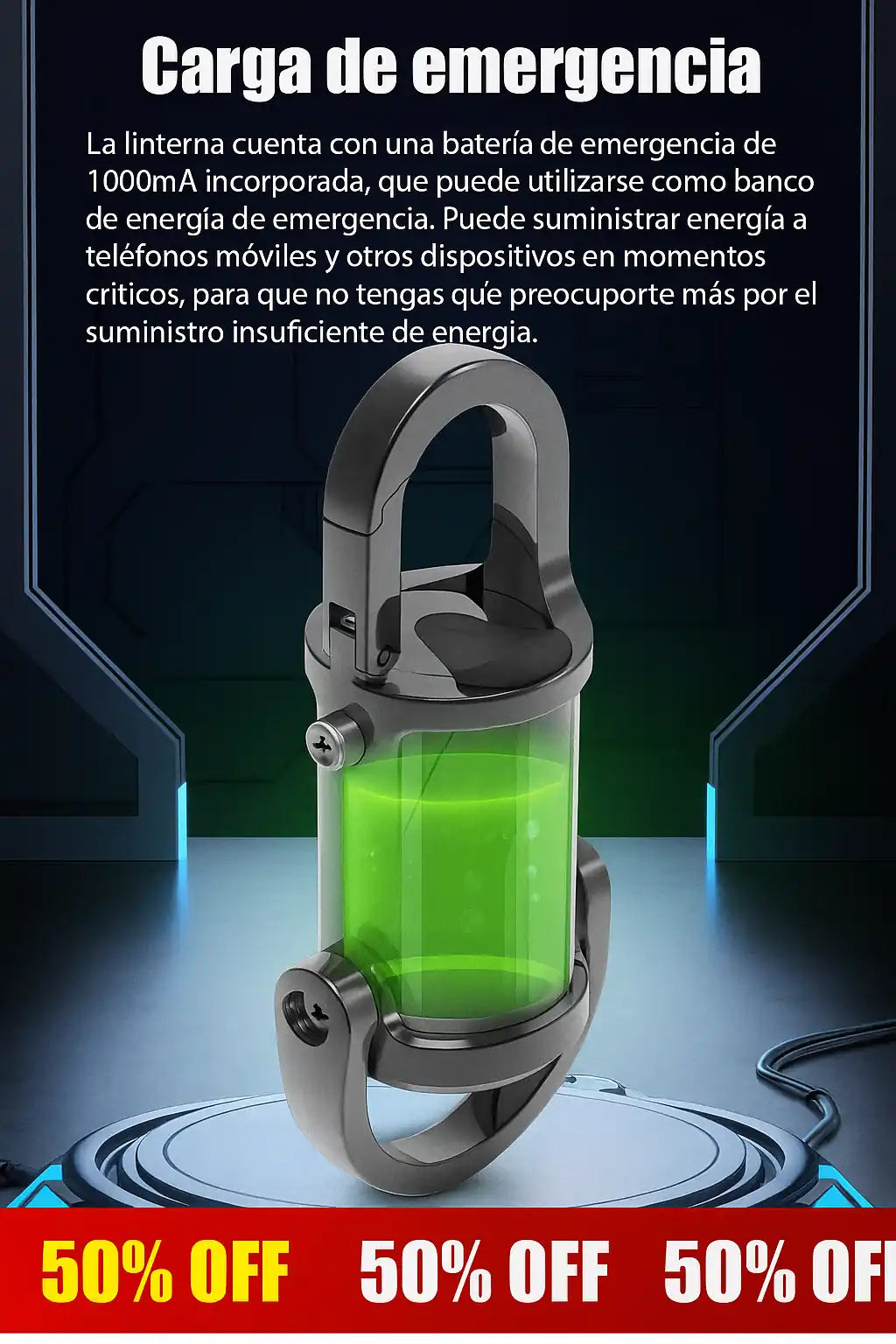 MINI LINTERNA LLAVERO POWERBANK MULTIFUNCIONAL 3 EN 1🔦