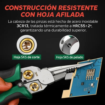 8 EN 1: TIJERAS PELACABLES MULTIFUNCIONALES CON PRUEBA ELECTRICA