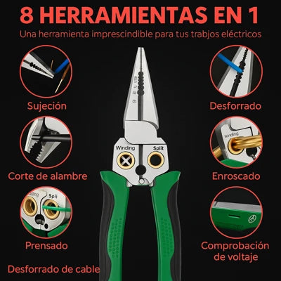 8 EN 1: TIJERAS PELACABLES MULTIFUNCIONALES CON PRUEBA ELECTRICA