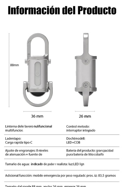 MINI LINTERNA LLAVERO POWERBANK MULTIFUNCIONAL 3 EN 1🔦