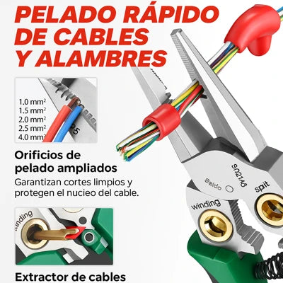8 EN 1: TIJERAS PELACABLES MULTIFUNCIONALES CON PRUEBA ELECTRICA